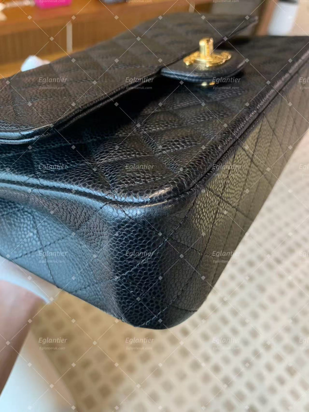 Chanel Timeless Classic Double Flap | Medium | Black Caviar | Gold Hardware | Pre-Owned| ID CARD