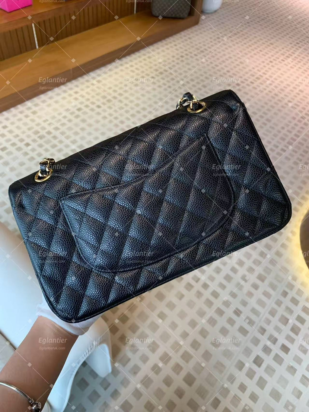 Chanel Timeless Classic Double Flap | Medium | Black Caviar | Gold Hardware | Pre-Owned| ID CARD