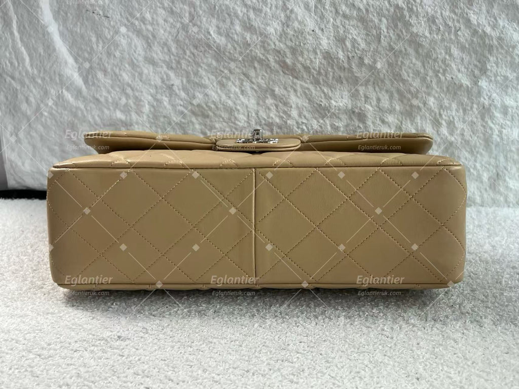Chanel classic single flap bag lambskin jumbo beige