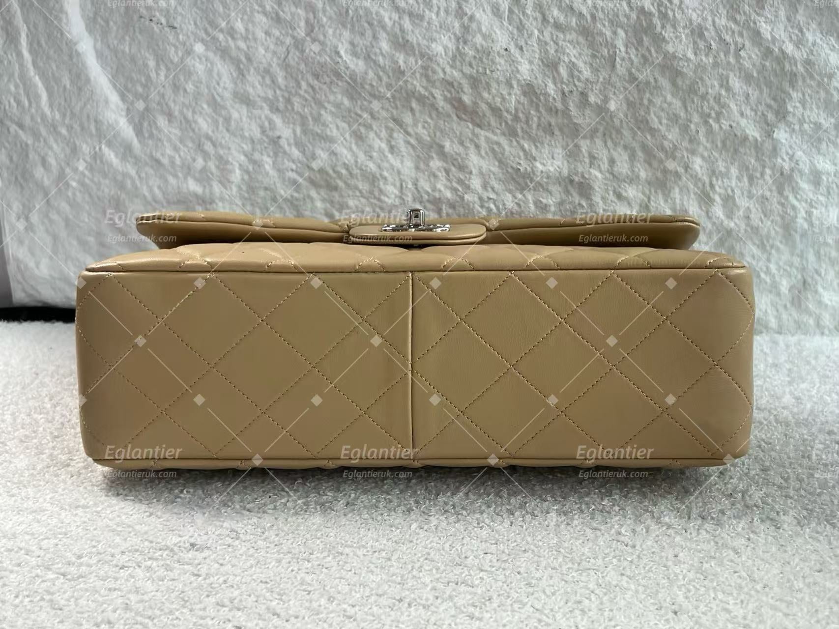 Chanel classic single flap bag lambskin jumbo beige