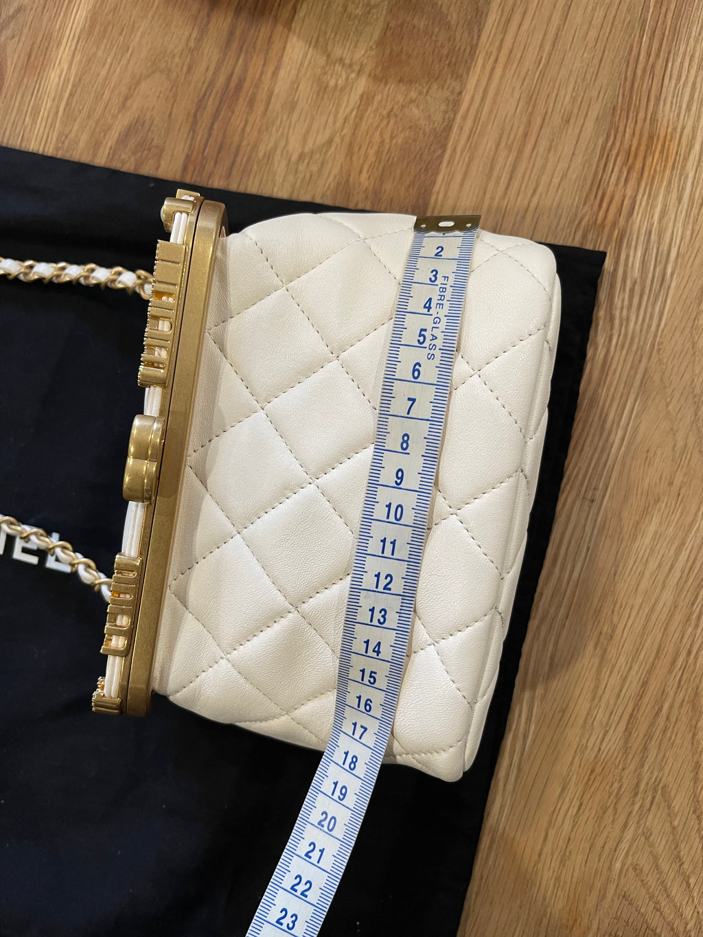 chanel small bag gold hardware white