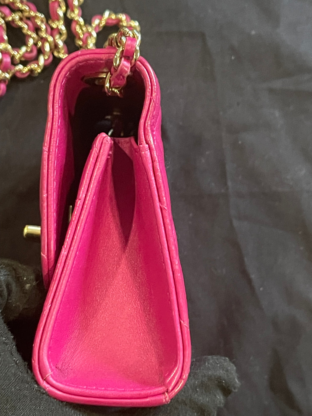 chanel small bag gold hardware pink