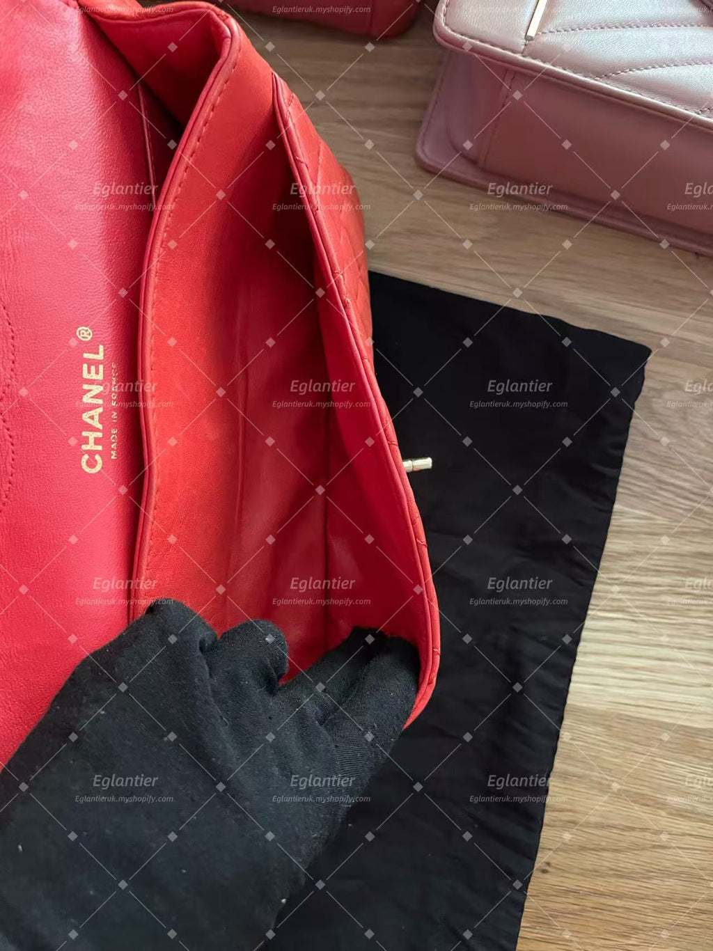 Chanel Timeless Classic double flap bag red silver hardware