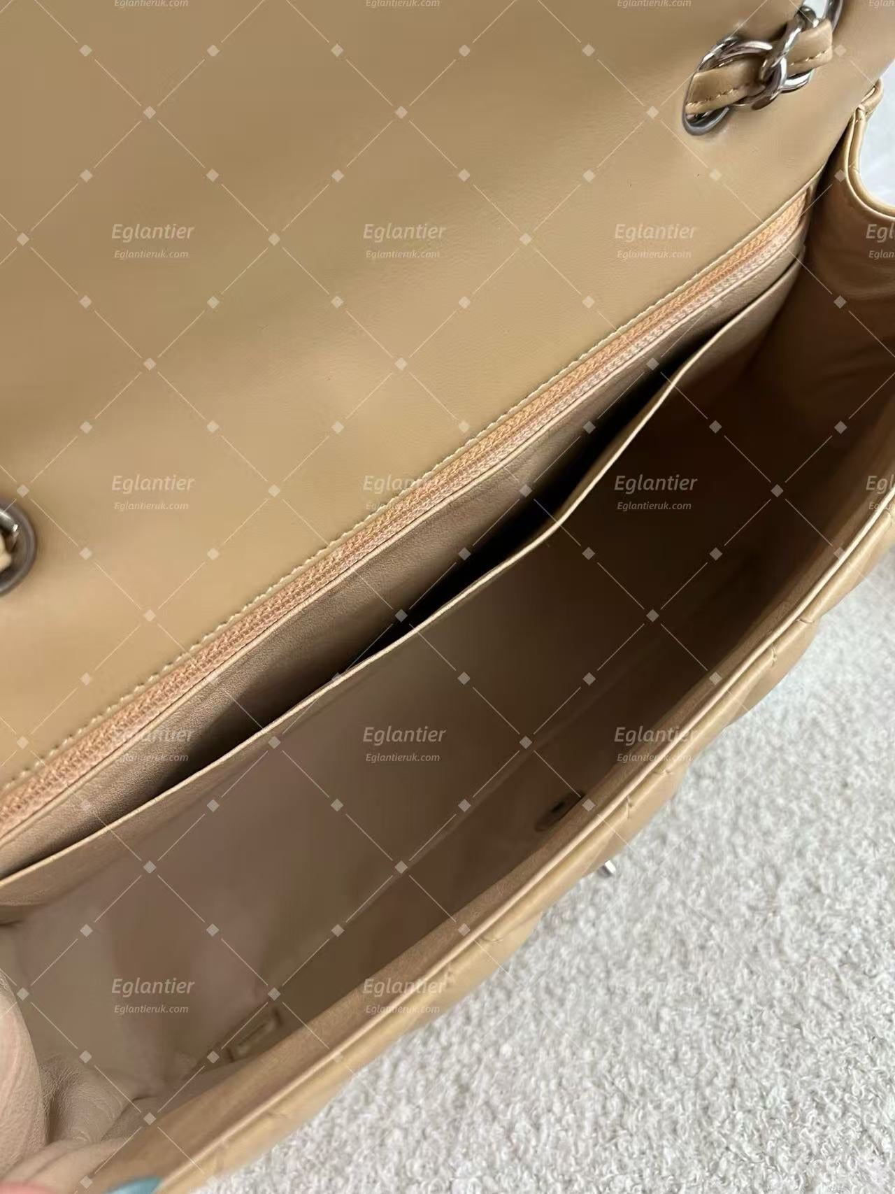 Chanel classic single flap bag lambskin jumbo beige