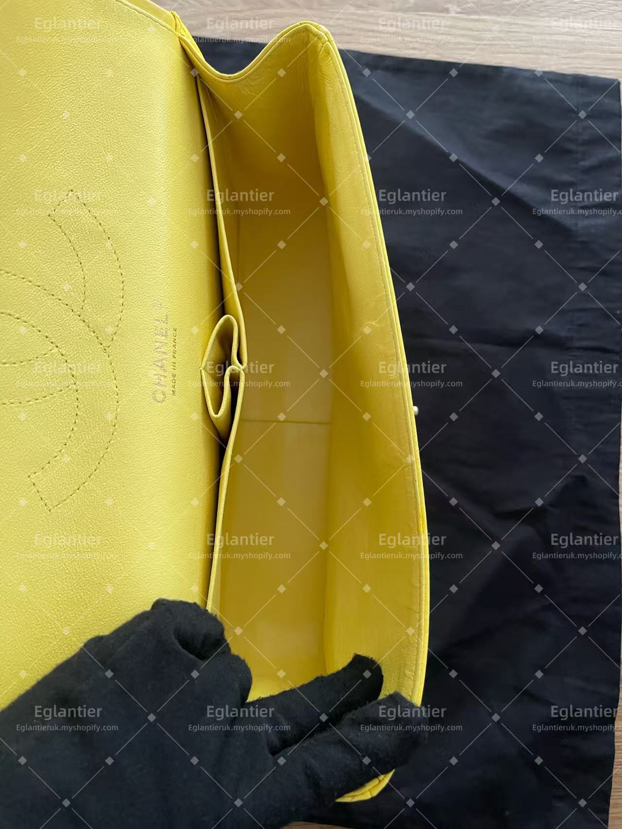 Chanel Timeless Classic double flap jumbo lambskin gold harware yellow