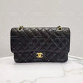 Chanel Timeless Classic double flap black medium caviar gold hardware with ID card
