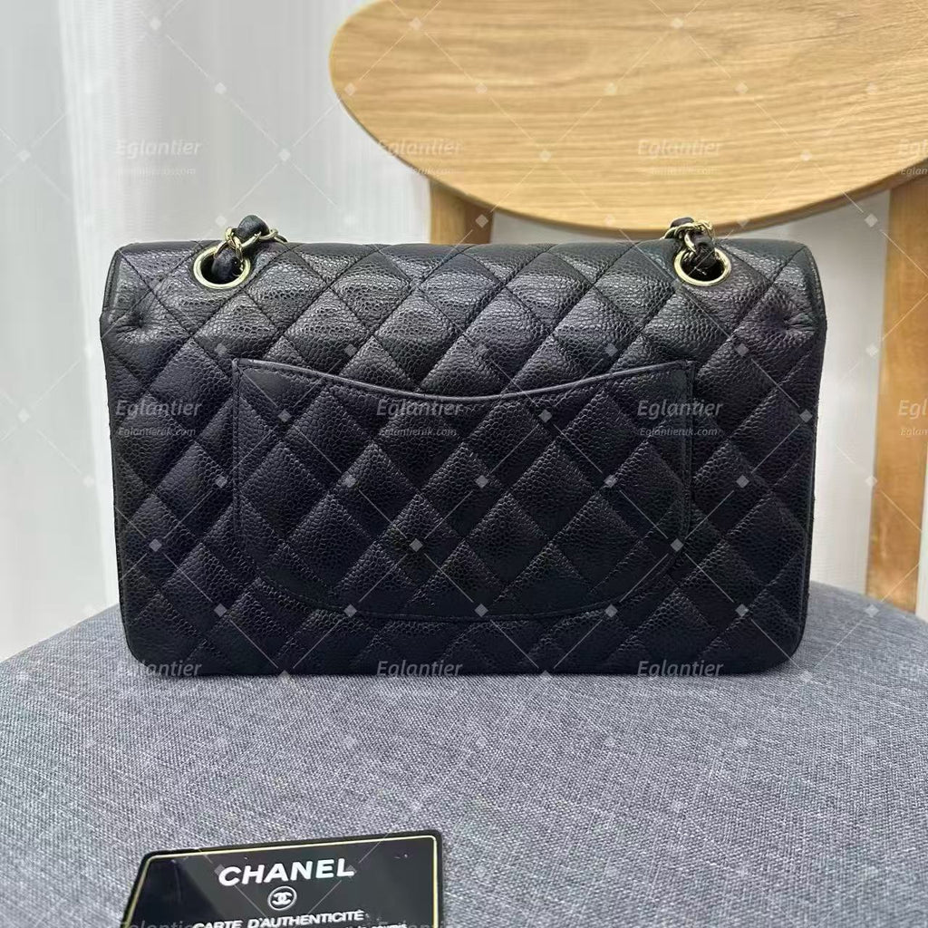 Chanel Timeless Classic Double Flap | Medium | Black Caviar | Gold Hardware | Pre-Owned| ID CARD