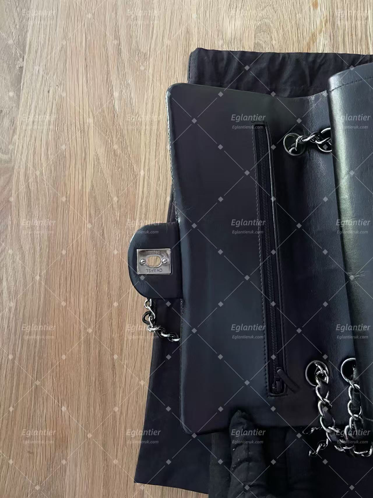 Chanel Classic double flap bag lambskin black medium silver hardware