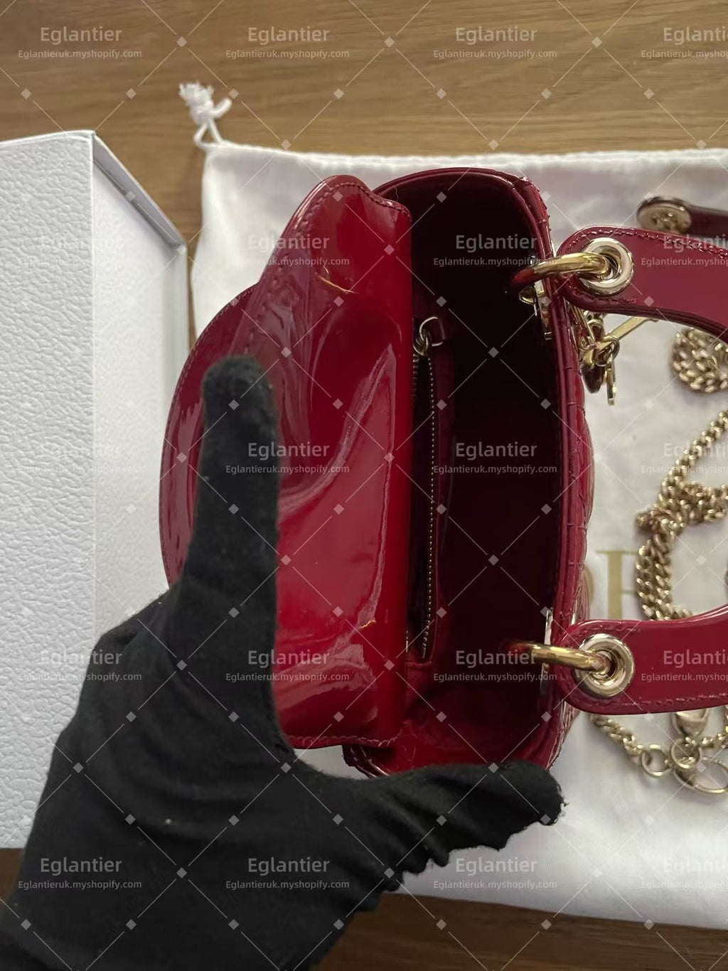 Lady dior mini red bag-pre-owned bag