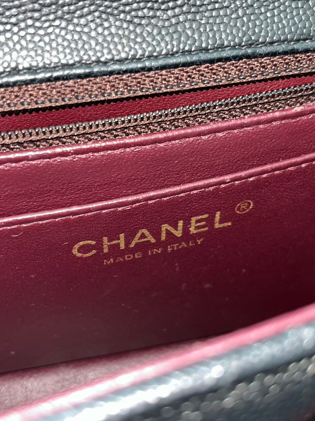 Chanel mini square flap bag caviar leather