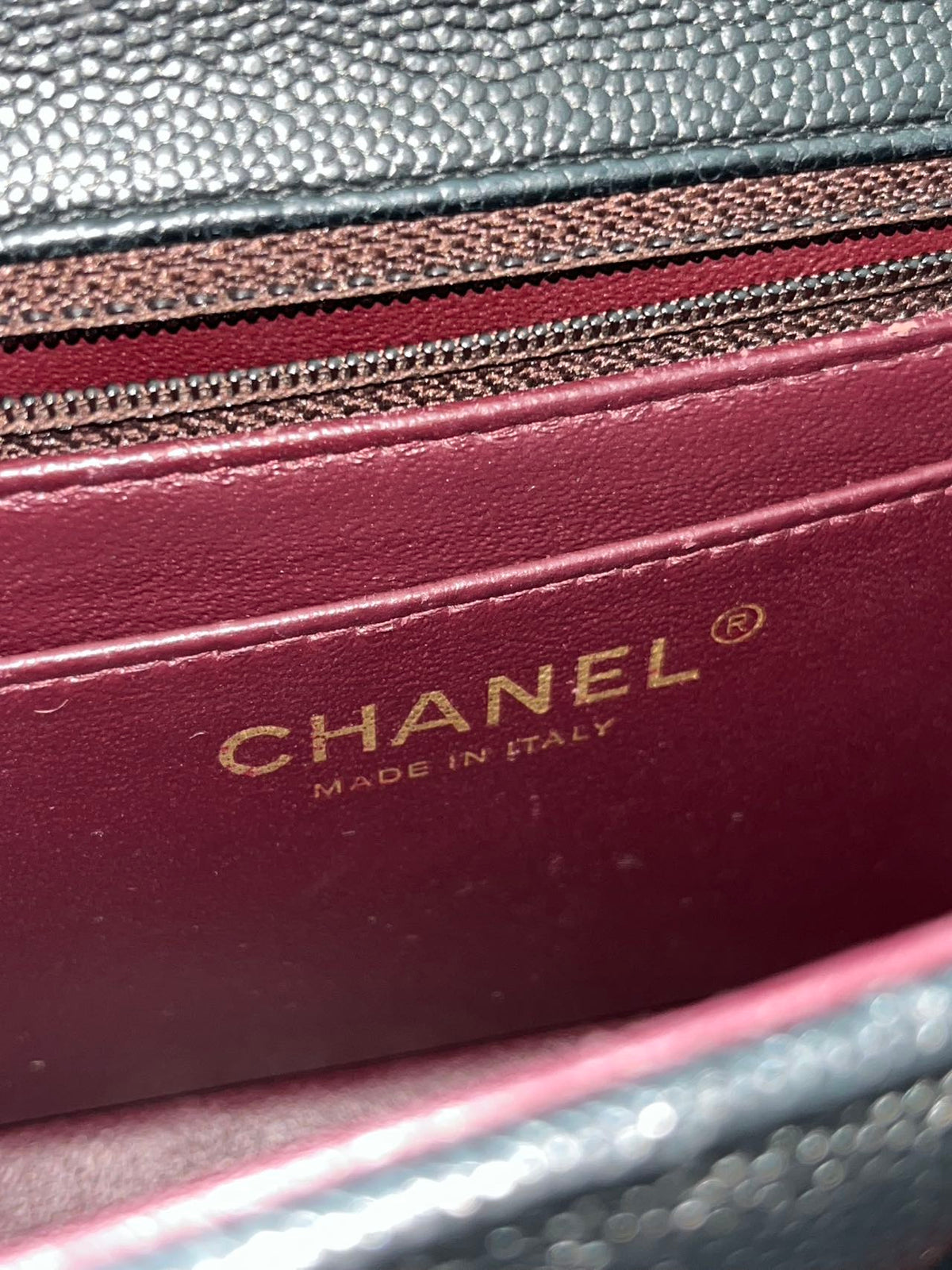 Chanel mini square flap bag caviar leather