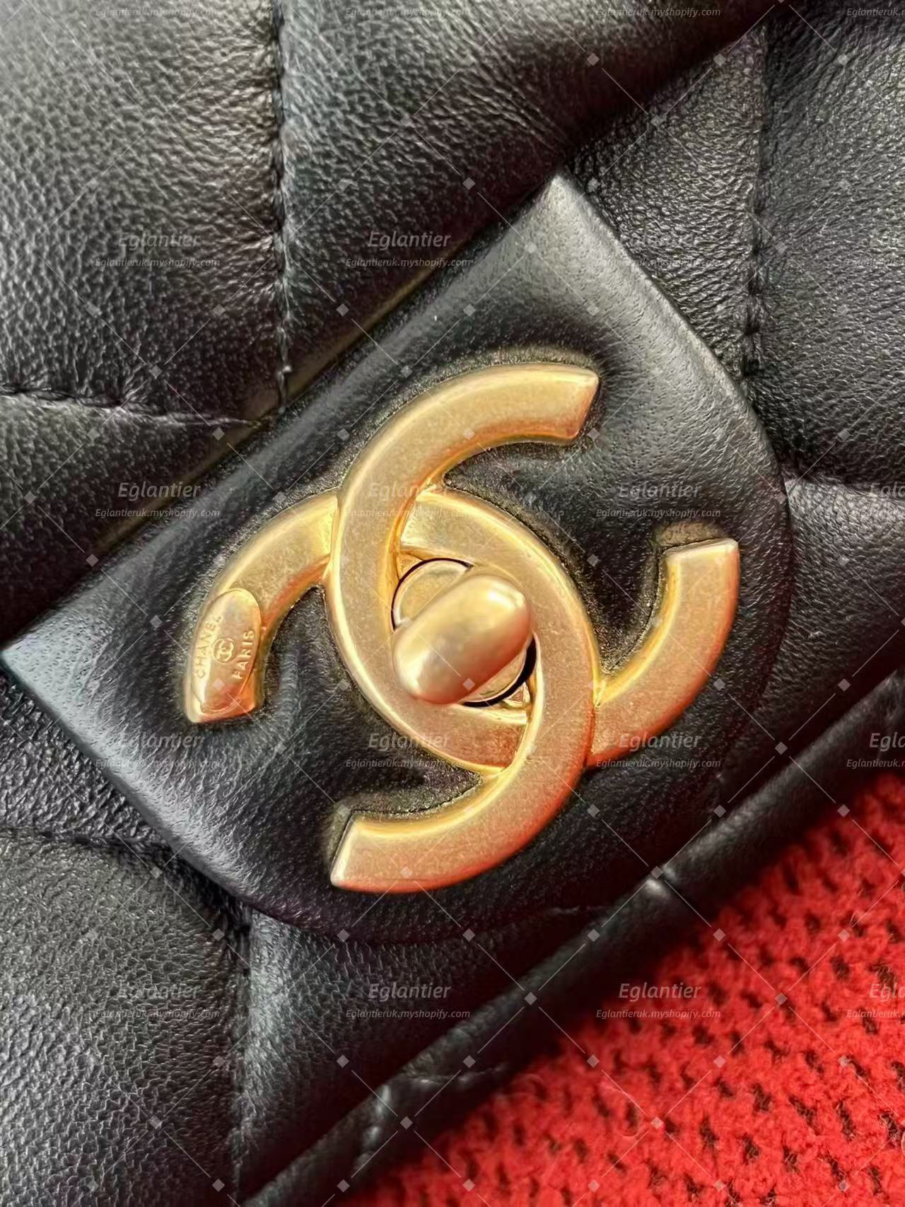 Chanel mini square flap bag lambskin gold hardware