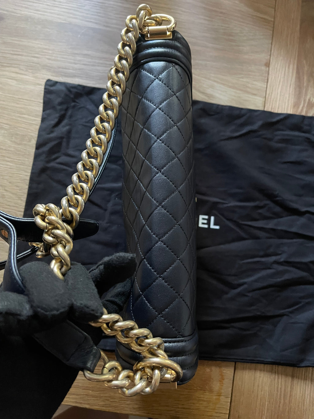 chanel leboy large black lambskin gold hardware