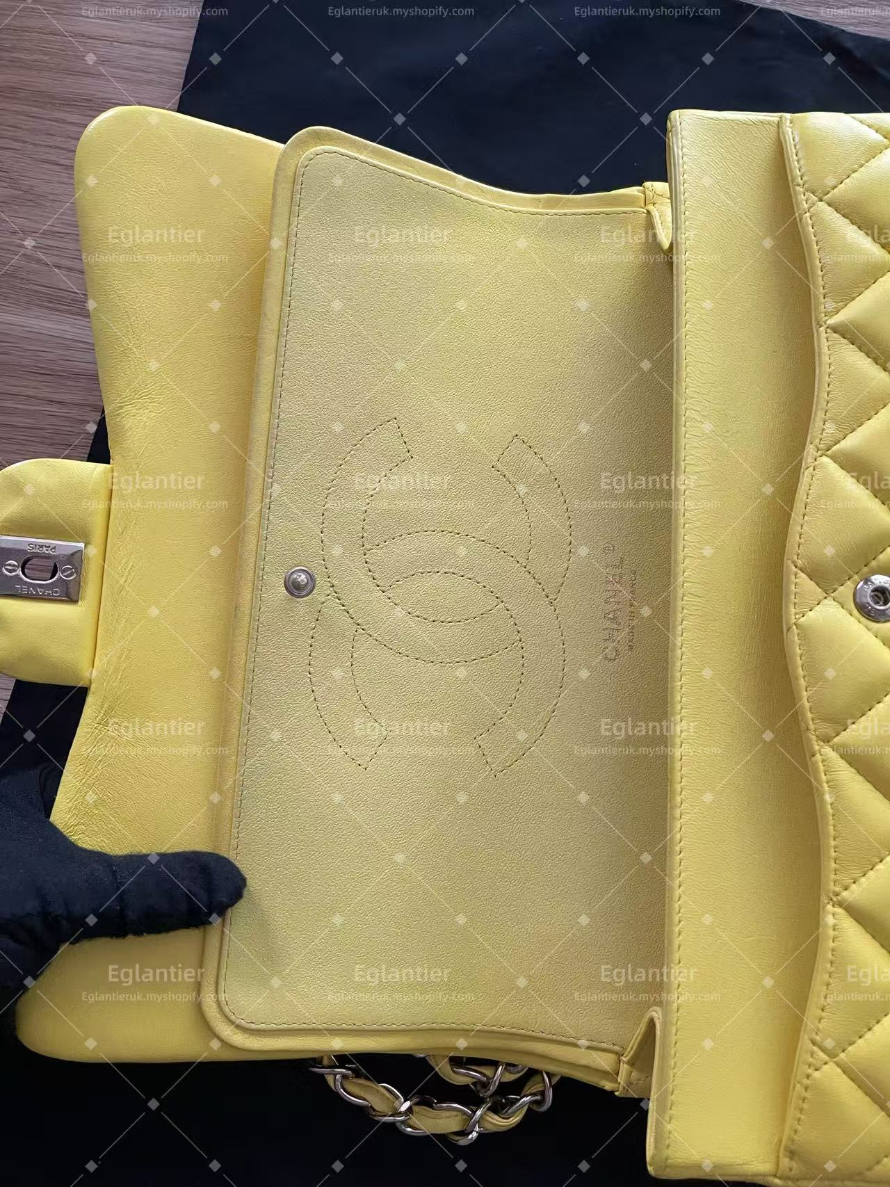 Chanel Timeless Classic double flap jumbo lambskin gold harware yellow