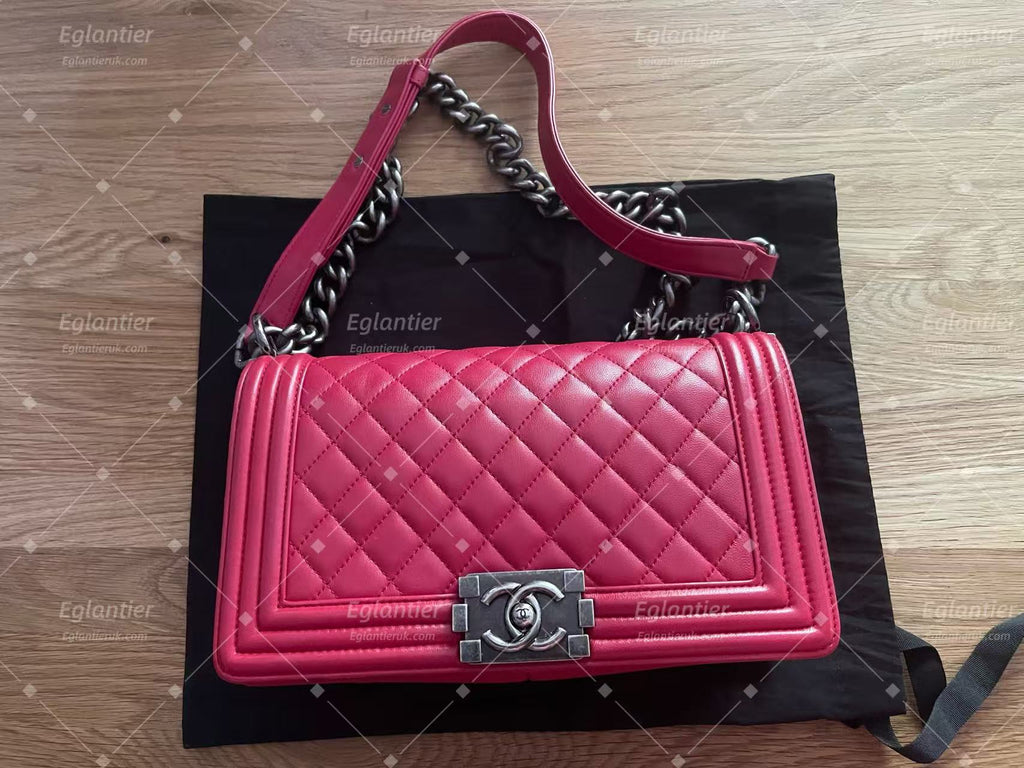 Chanel leboy flap bag medium pink lambskin silver hardware