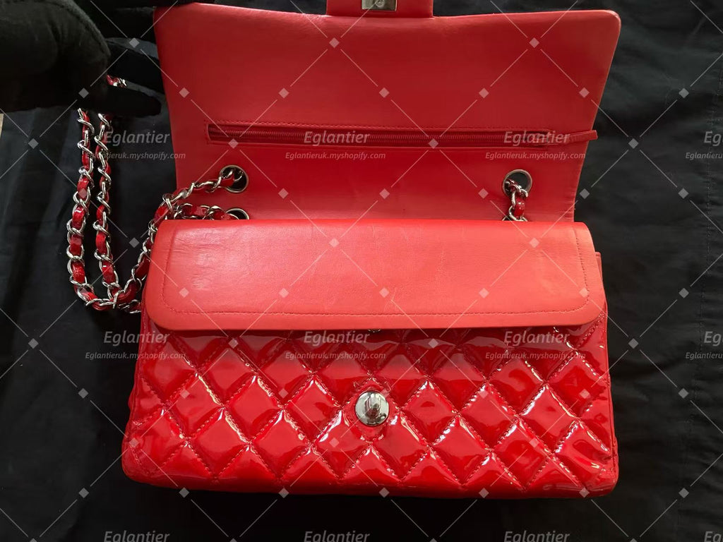 Chanel Timeless Classic Double flap medium patent red