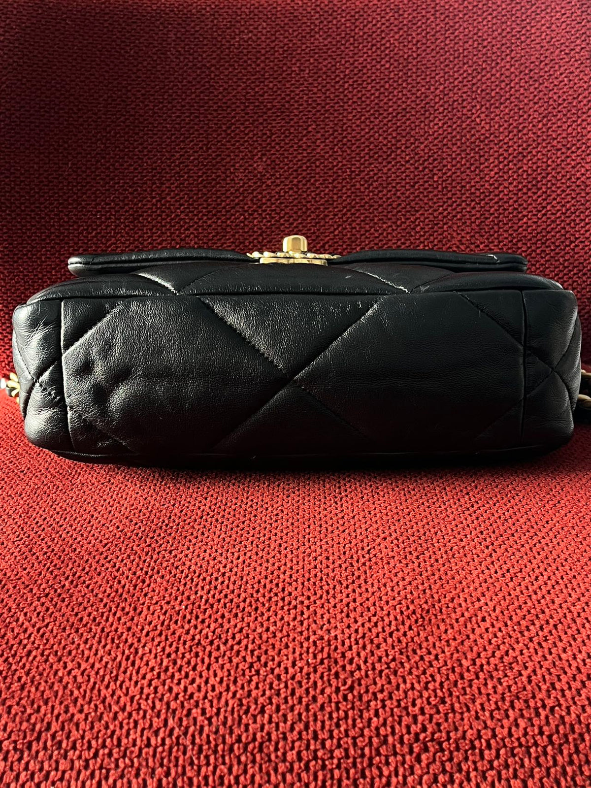 Chanel 19 Flap Bag Small Black Lambskin Mixed Gold&Silver Hardware