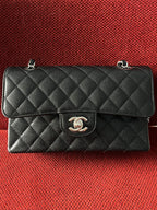 Chanel Timeless Classic Double Flap | small| Black Caviar | silver Hardware | Pre-Owned|microchip year 2023