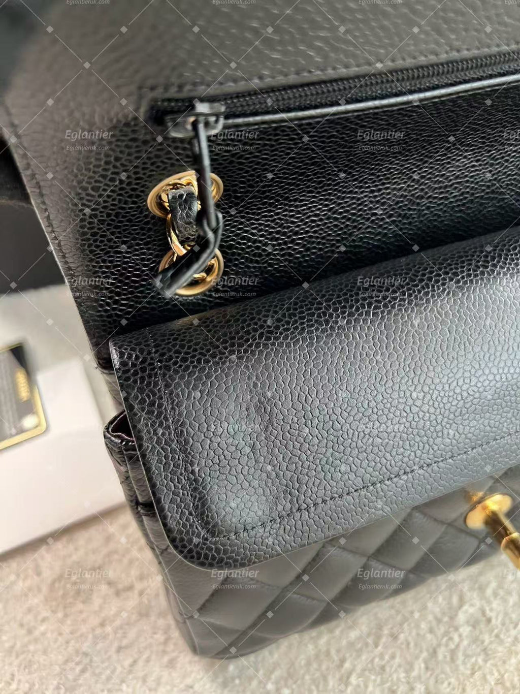 Chanel Classic Double Flap Bag | Small | Caviar Leather | Pre-Owned| ID Card receipt