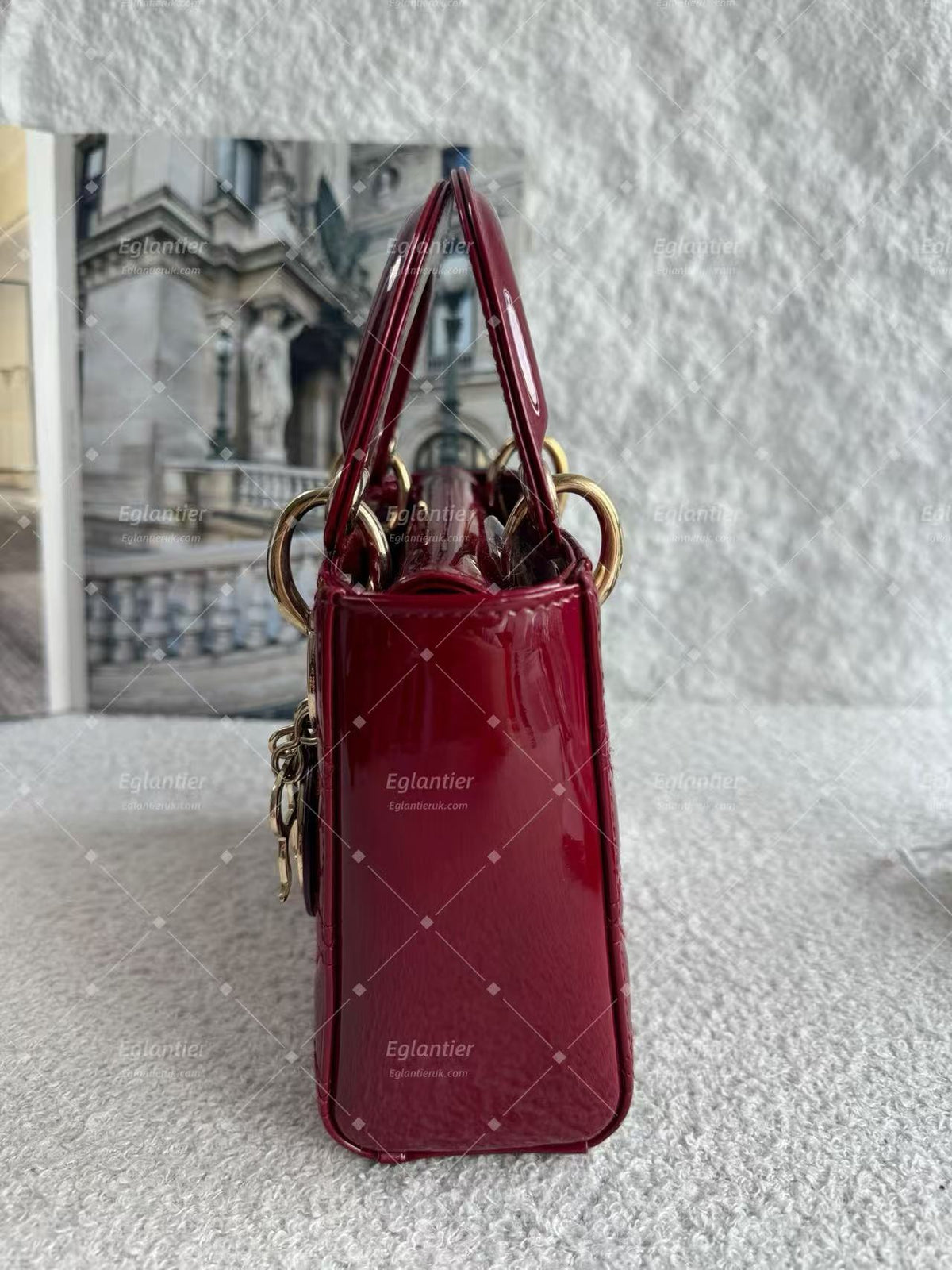 Lady dior mini red patent leather