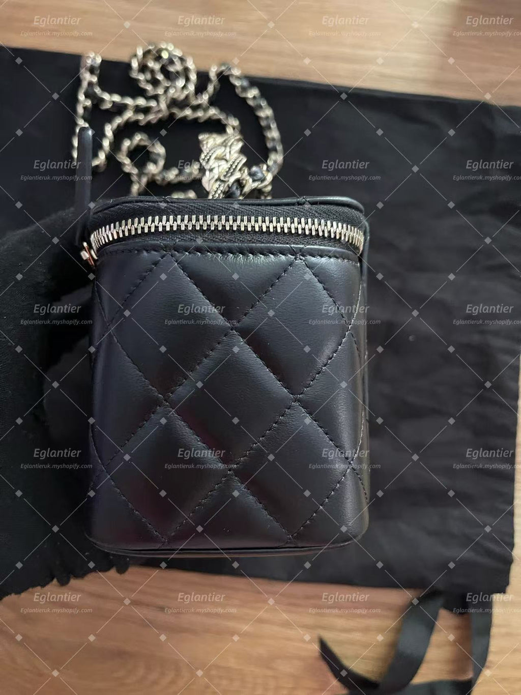 Chanel Black Quilted Chain Shoulder Crossbody Handbag Top Handle Bag
