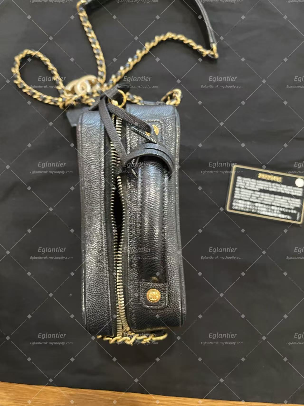 Chanel Small Quilted Vanity Case with Chain | Black | ID Card | Pre-Owned
