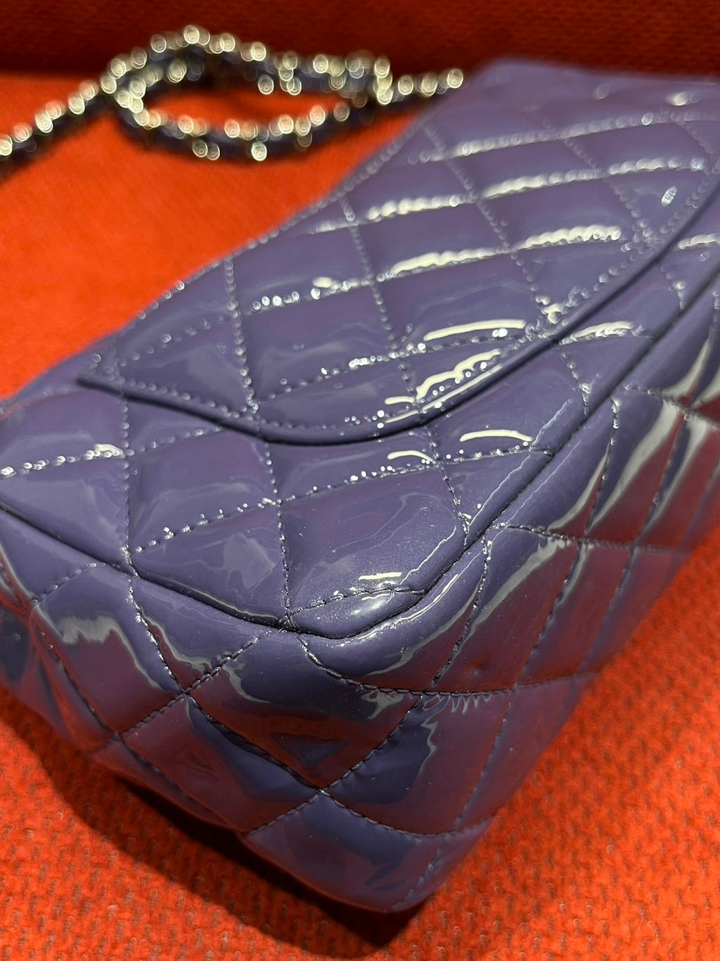 Chanel Timeless Classic flap mini rectangle patent purple