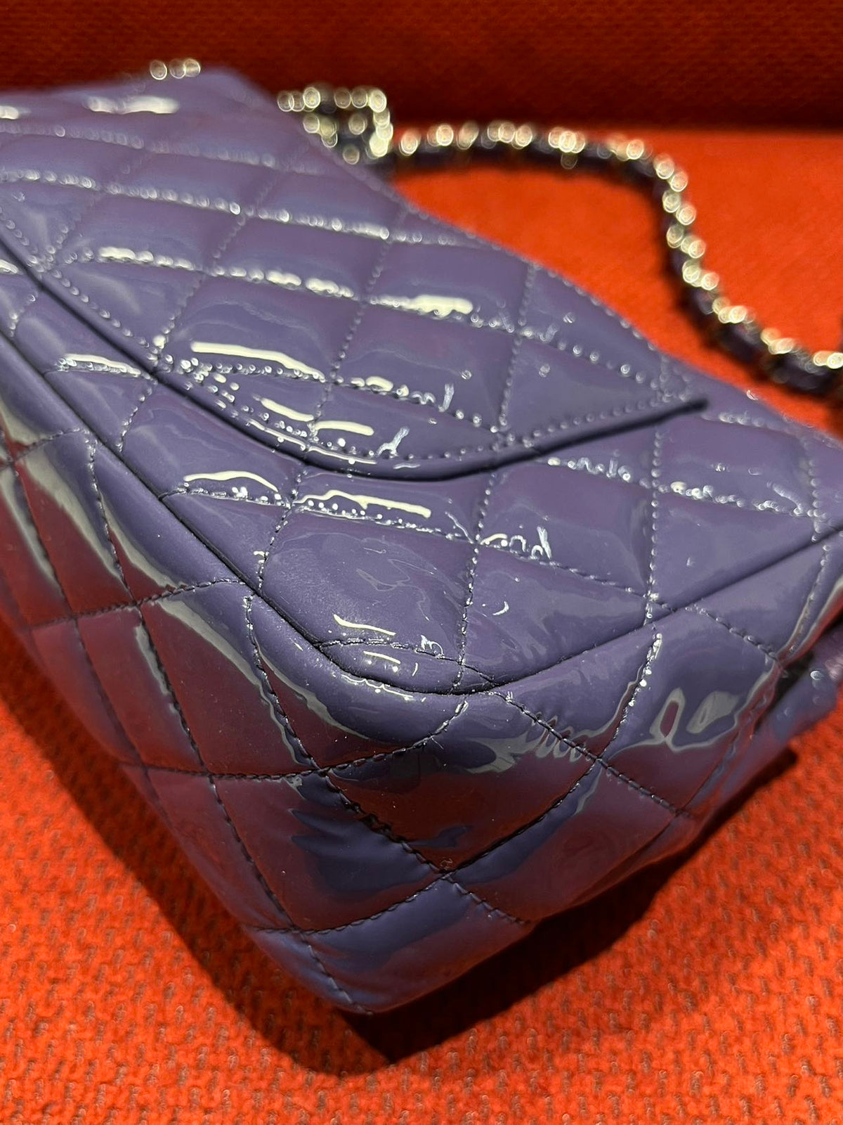 Chanel Timeless Classic flap mini rectangle patent purple