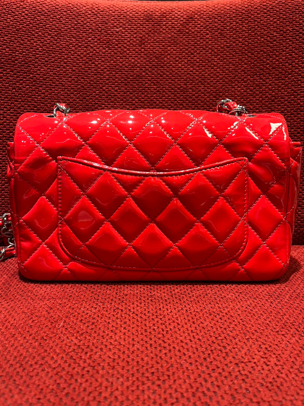Chanel Timeless Classic flap mini rectangle patent red