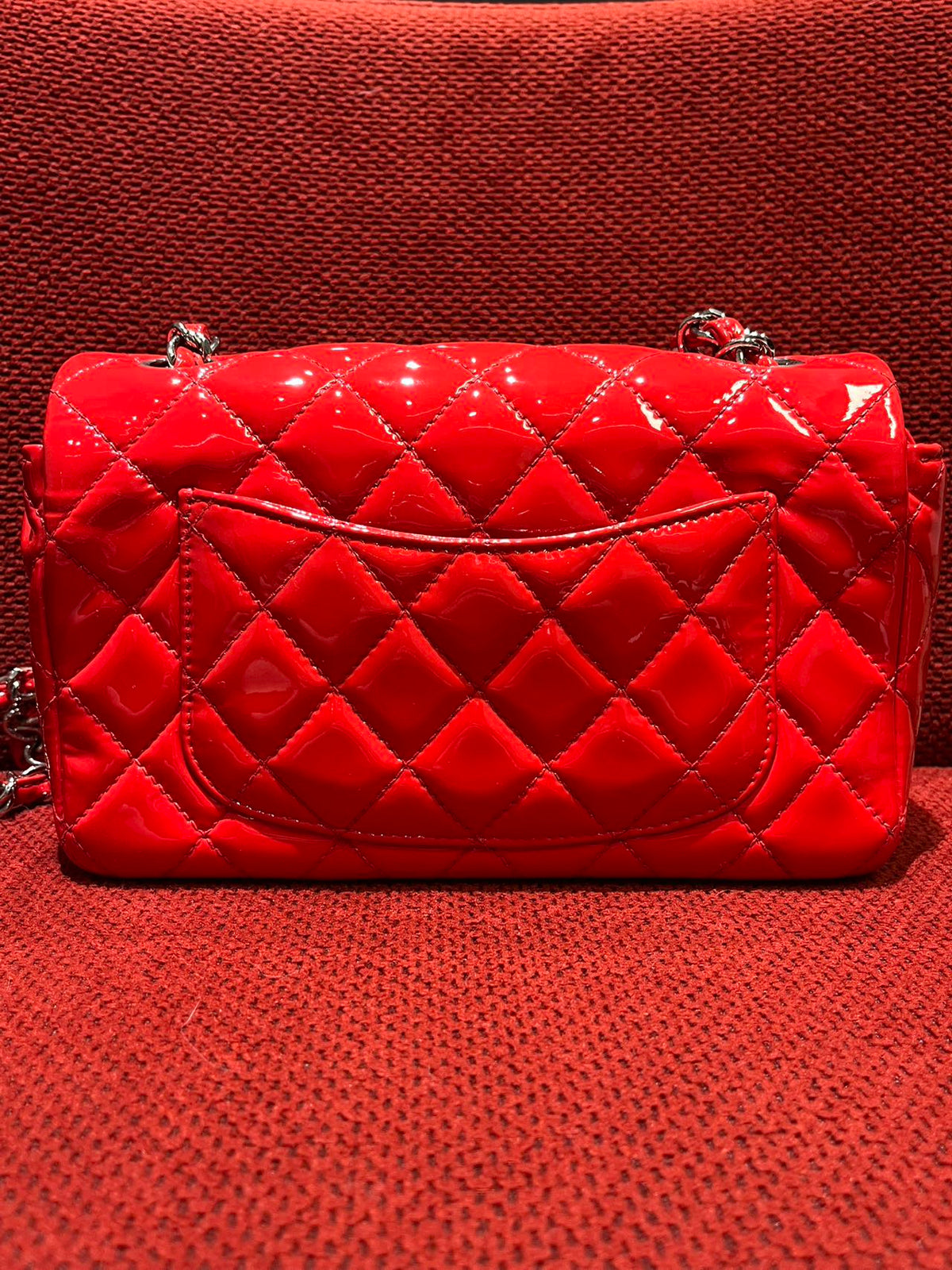 Chanel Timeless Classic flap mini rectangle patent red