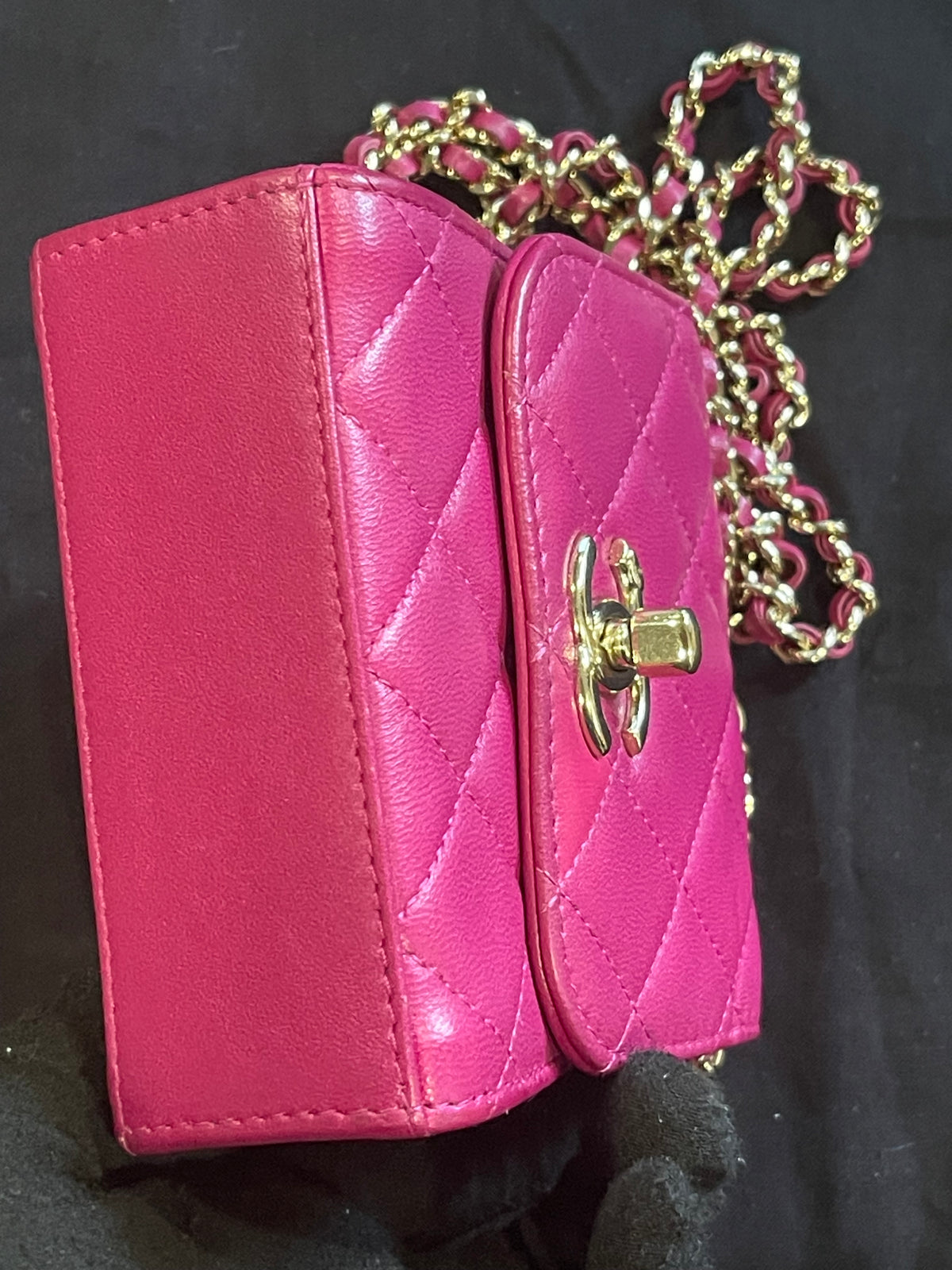 chanel small bag gold hardware pink