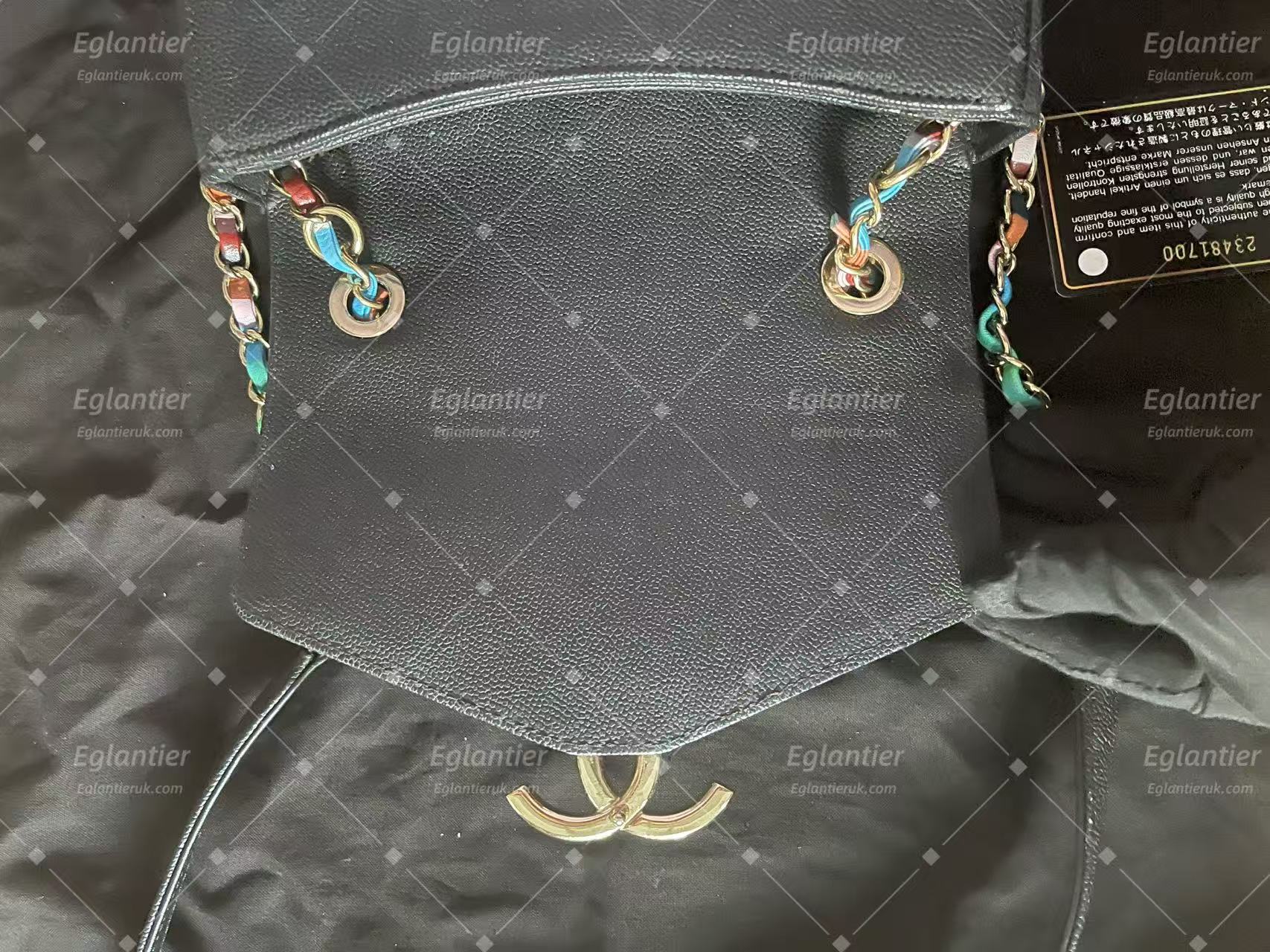 chanel small black flap bag with ID card gold hardware