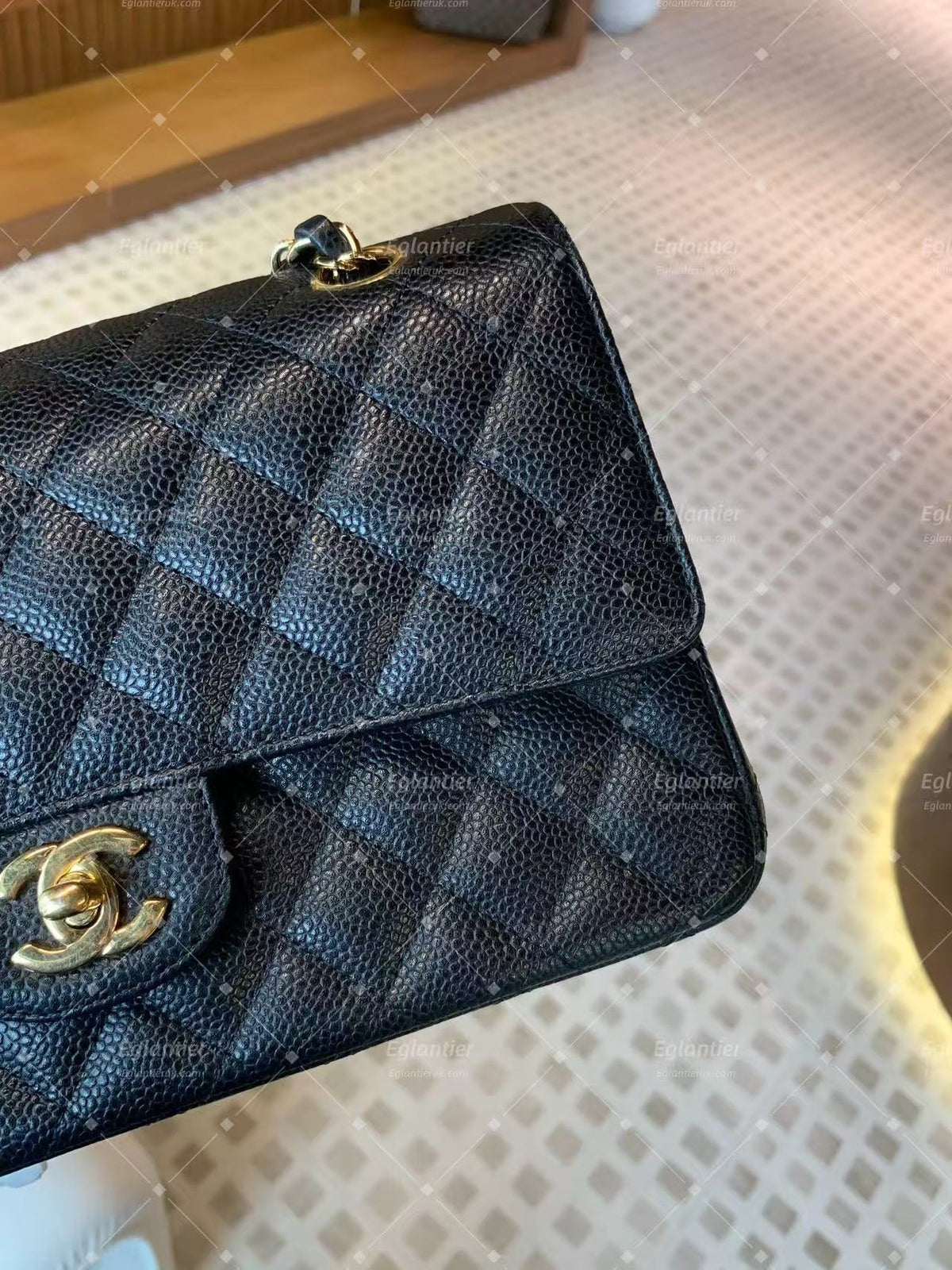 Chanel Timeless Classic Double Flap | Medium | Black Caviar | Gold Hardware | Pre-Owned| ID CARD