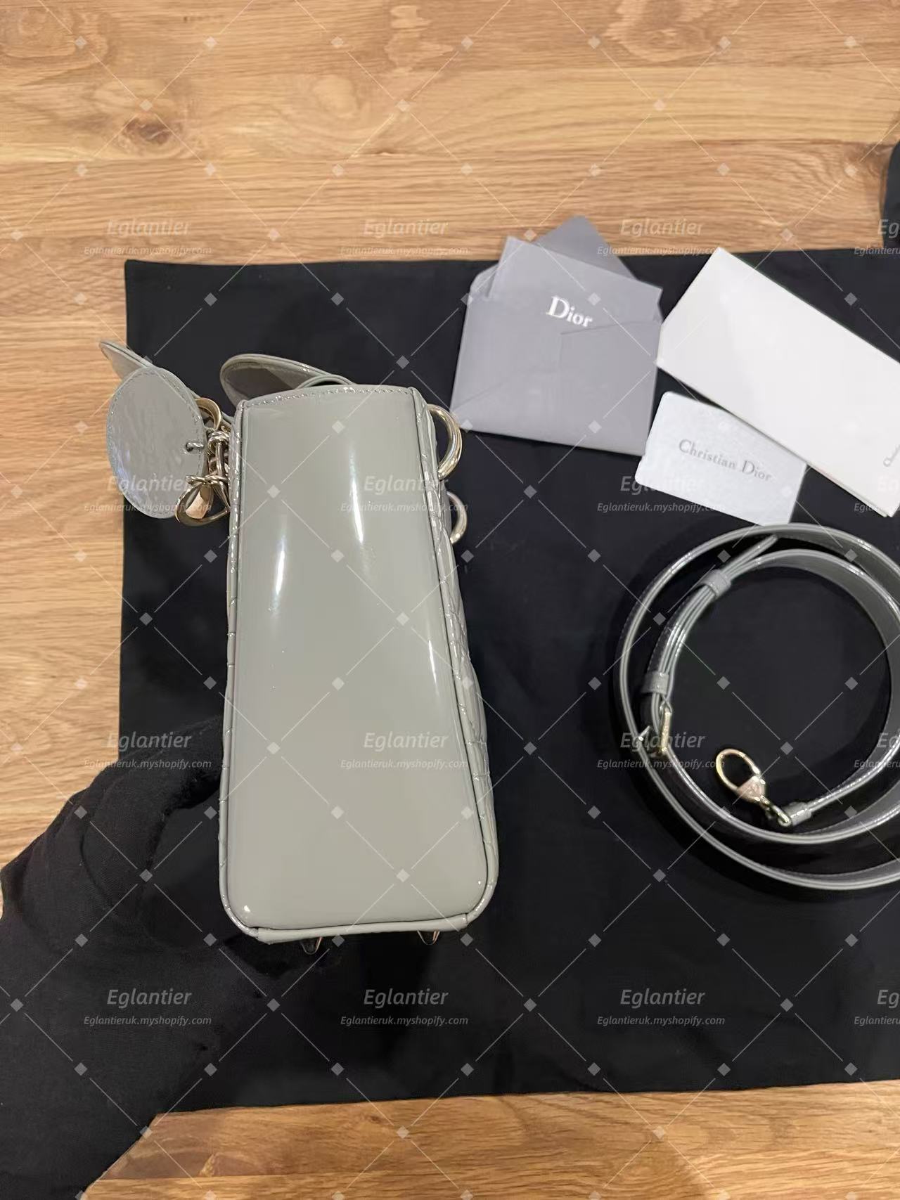 lady dior small gray patent