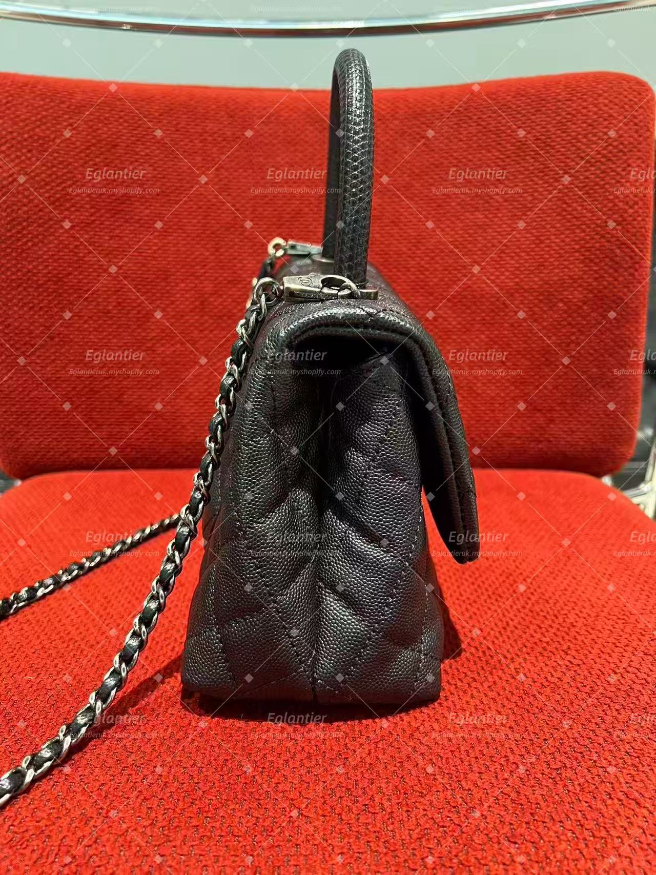 Chanel Coco Handle Top Handle Flap Bag small caviar black