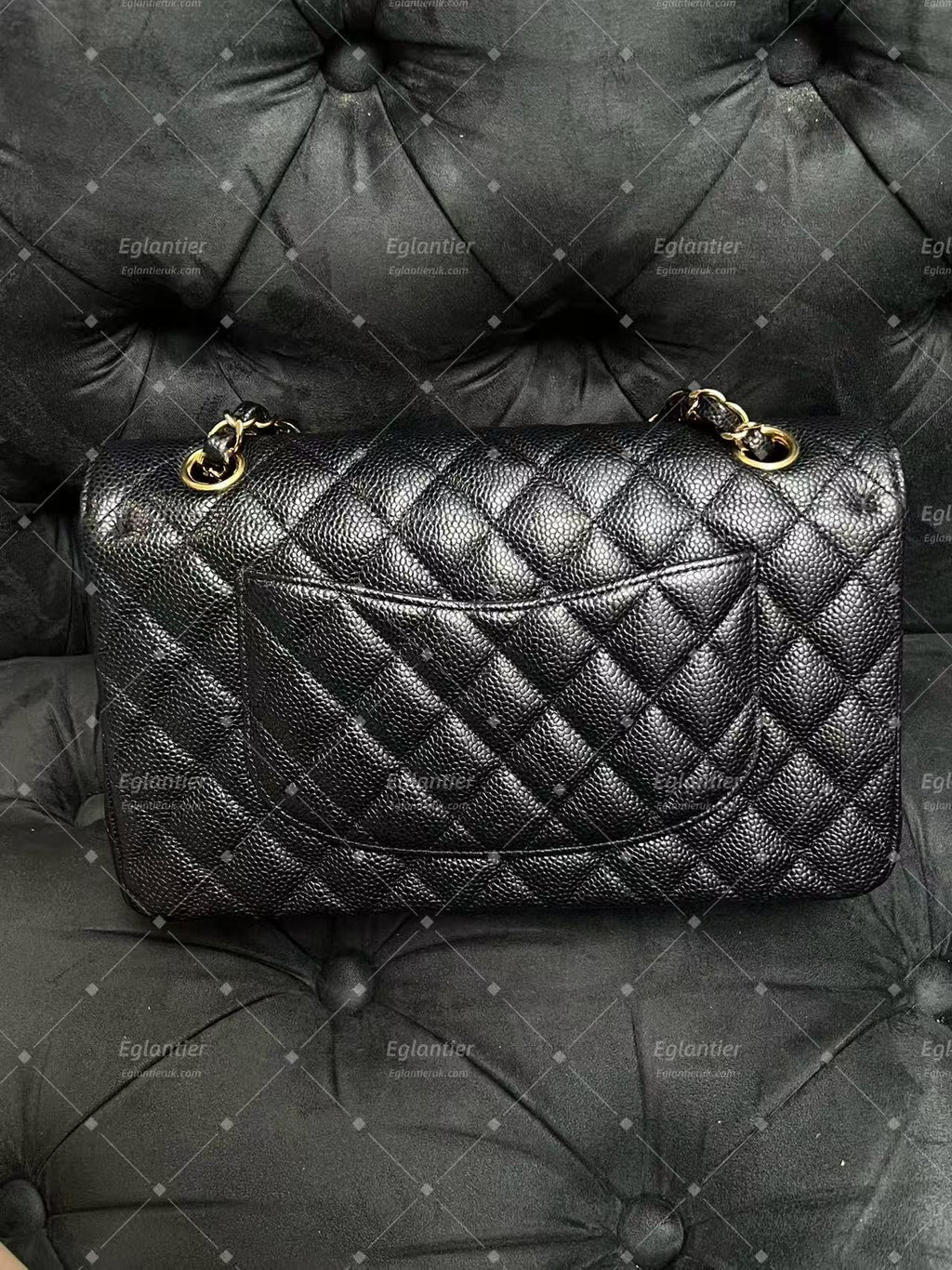 Chanel Timeless Classic Double Flap | Medium | Black Caviar | Gold Hardware | Pre-Owned| ID CARD