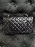 Chanel Timeless Classic Double Flap | Medium | Black Caviar | Gold Hardware | Pre-Owned| ID CARD
