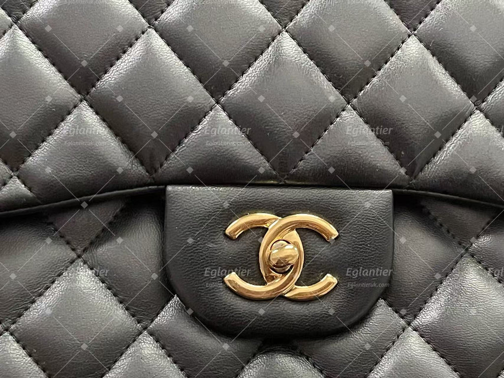 Chanel Timeless Classic double flap bag black jumbo gold hardware lambskin