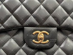 Chanel Timeless Classic double flap bag black jumbo gold hardware lambskin