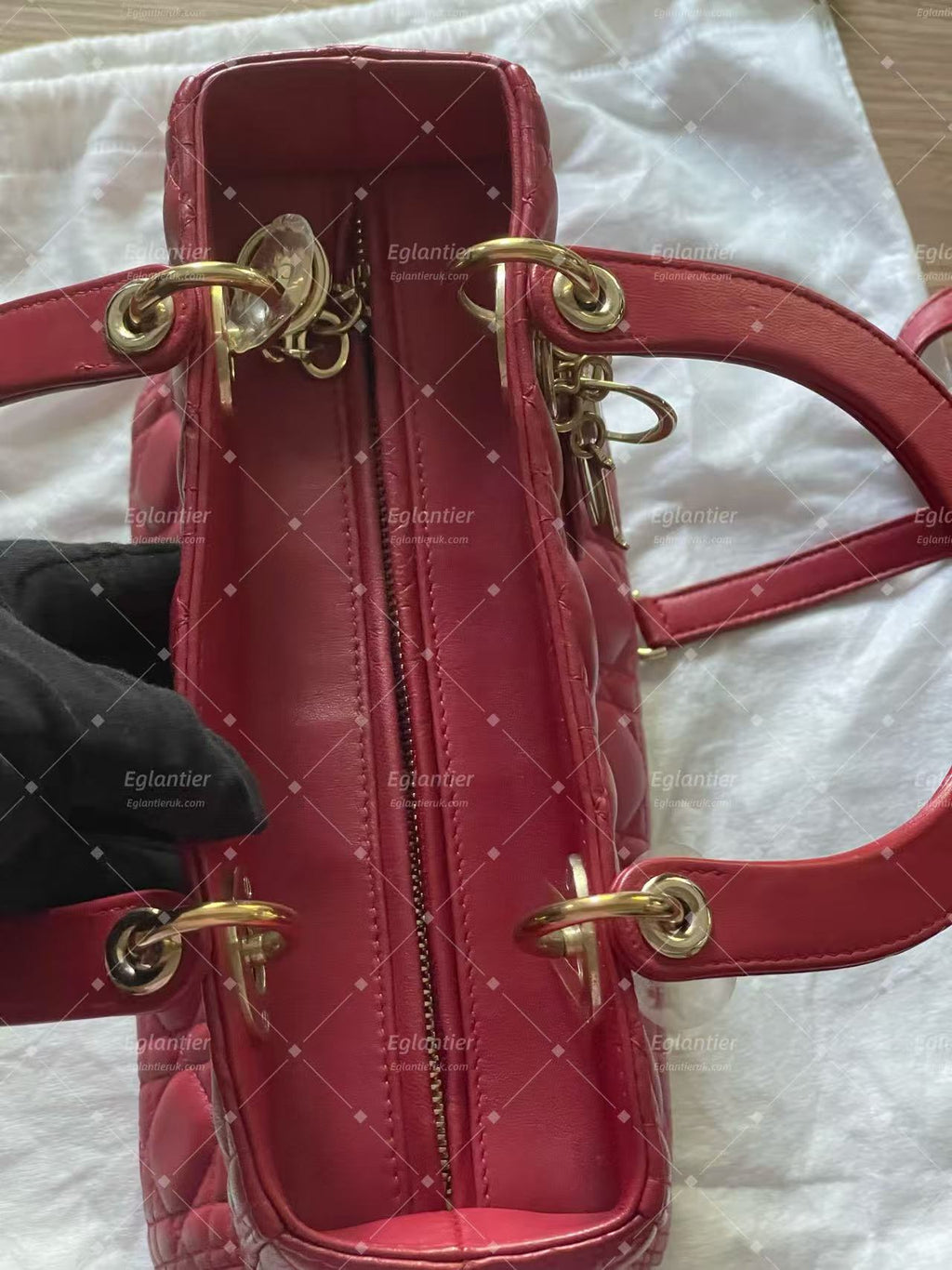 lady dior medium red lambskin