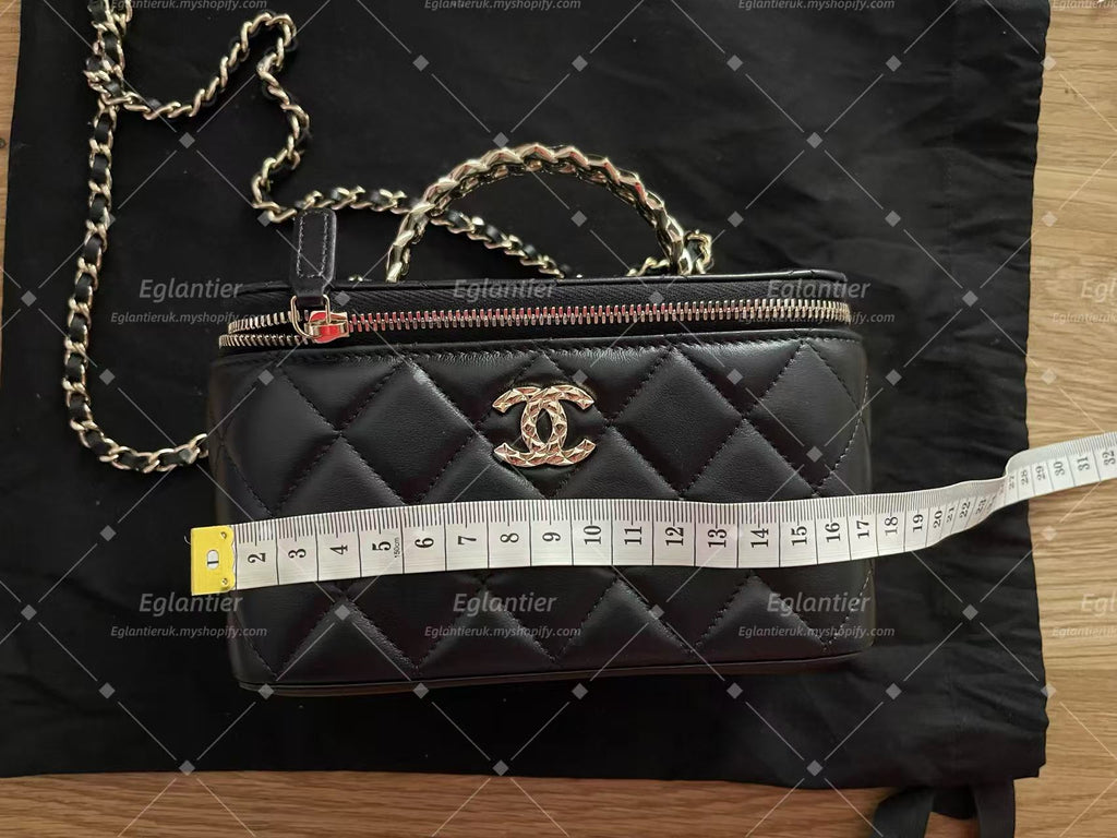 Chanel Black Quilted Chain Shoulder Crossbody Handbag Top Handle Bag