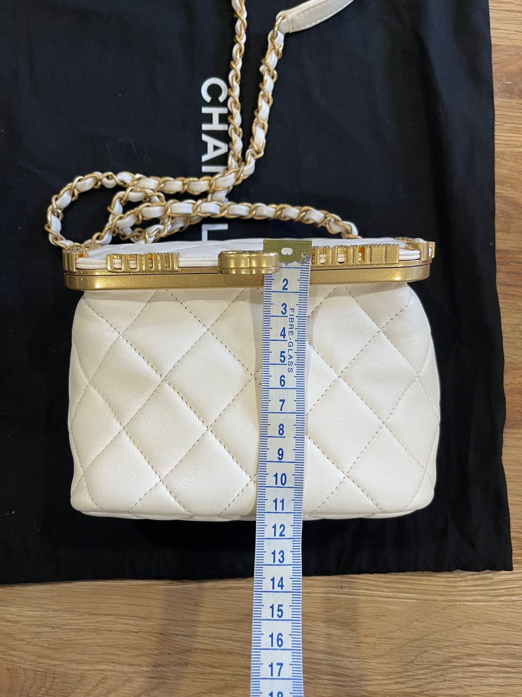 chanel small bag gold hardware white