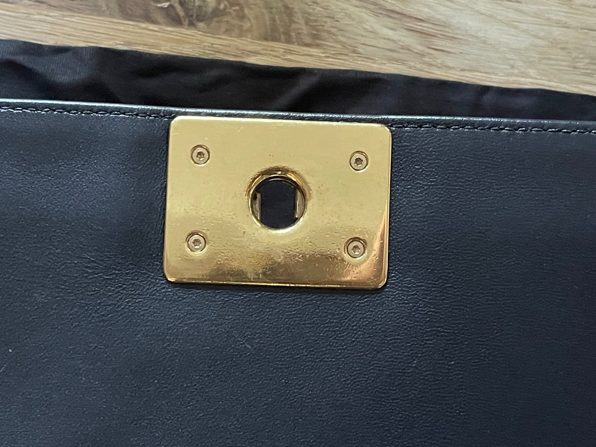 chanel leboy large black lambskin gold hardware