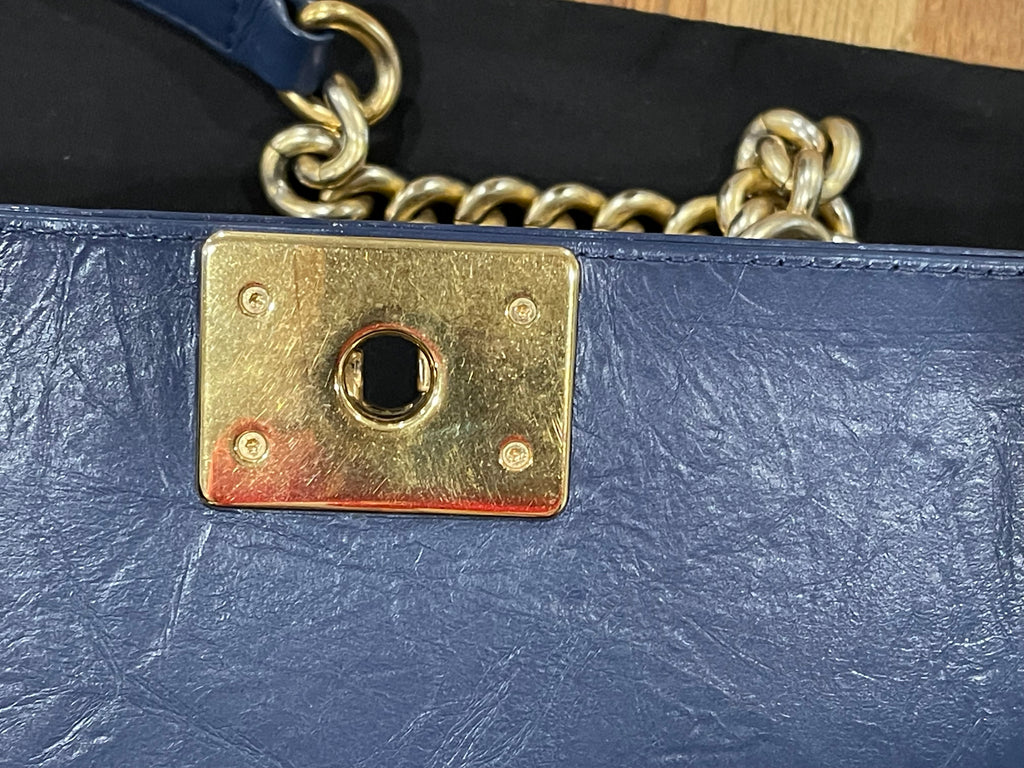 Chanel leboy small blue lambskin gold hardware