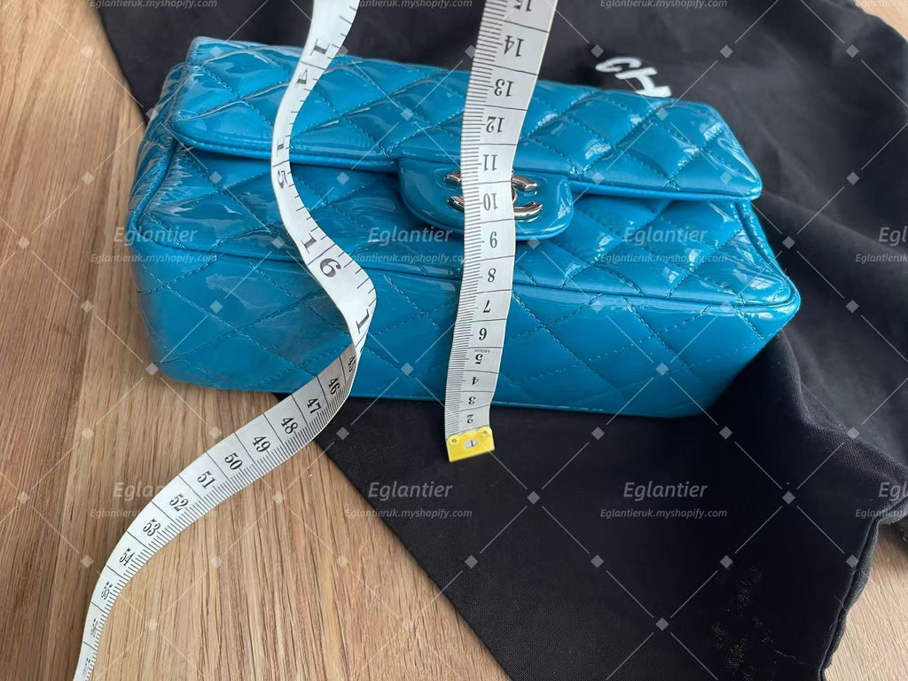 Chanel Timeless Classic flap mini rectangle patent blue
