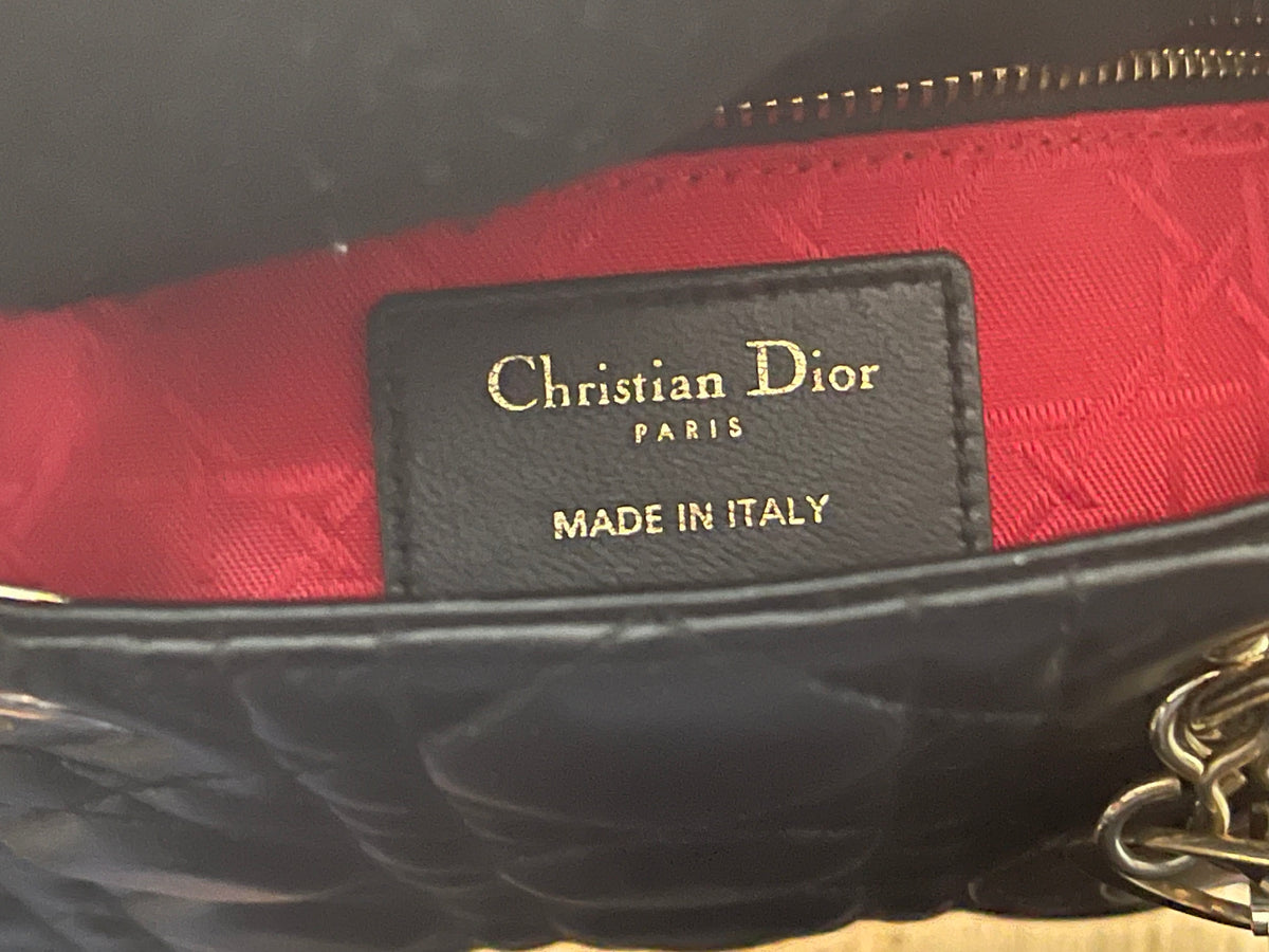 lady dior small black lambskin silver hardware