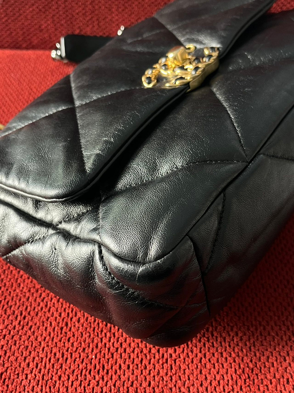 Chanel 19 Flap Bag Small Black Lambskin Mixed Gold&Silver Hardware