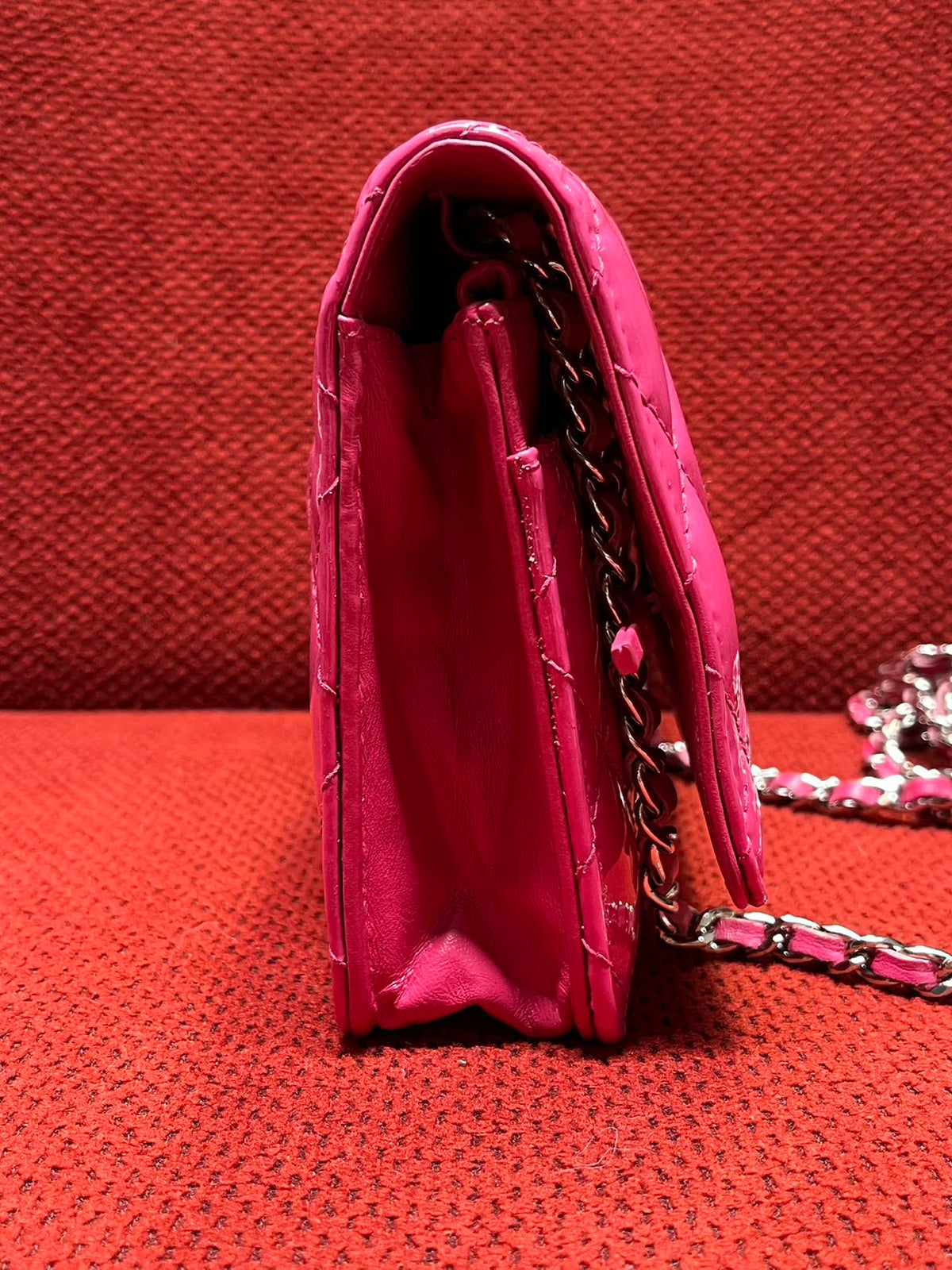 Chanel Timeless Wallet On Chain WOC pink patent leather