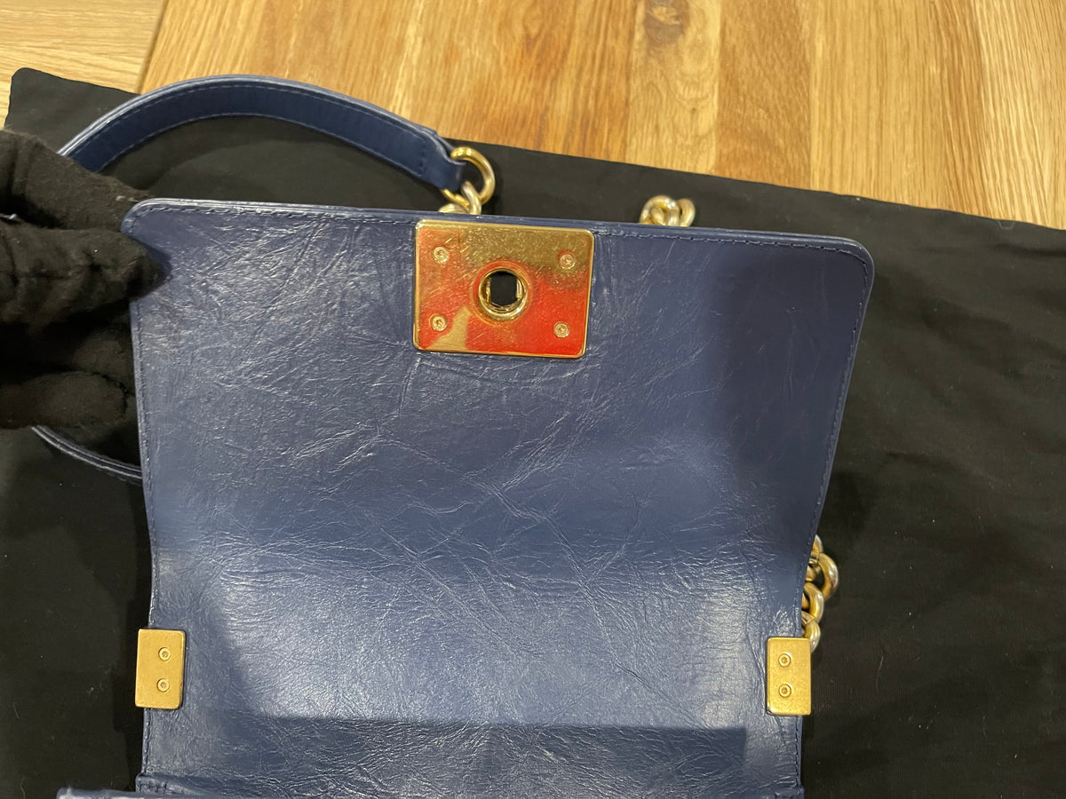 Chanel leboy small blue lambskin gold hardware