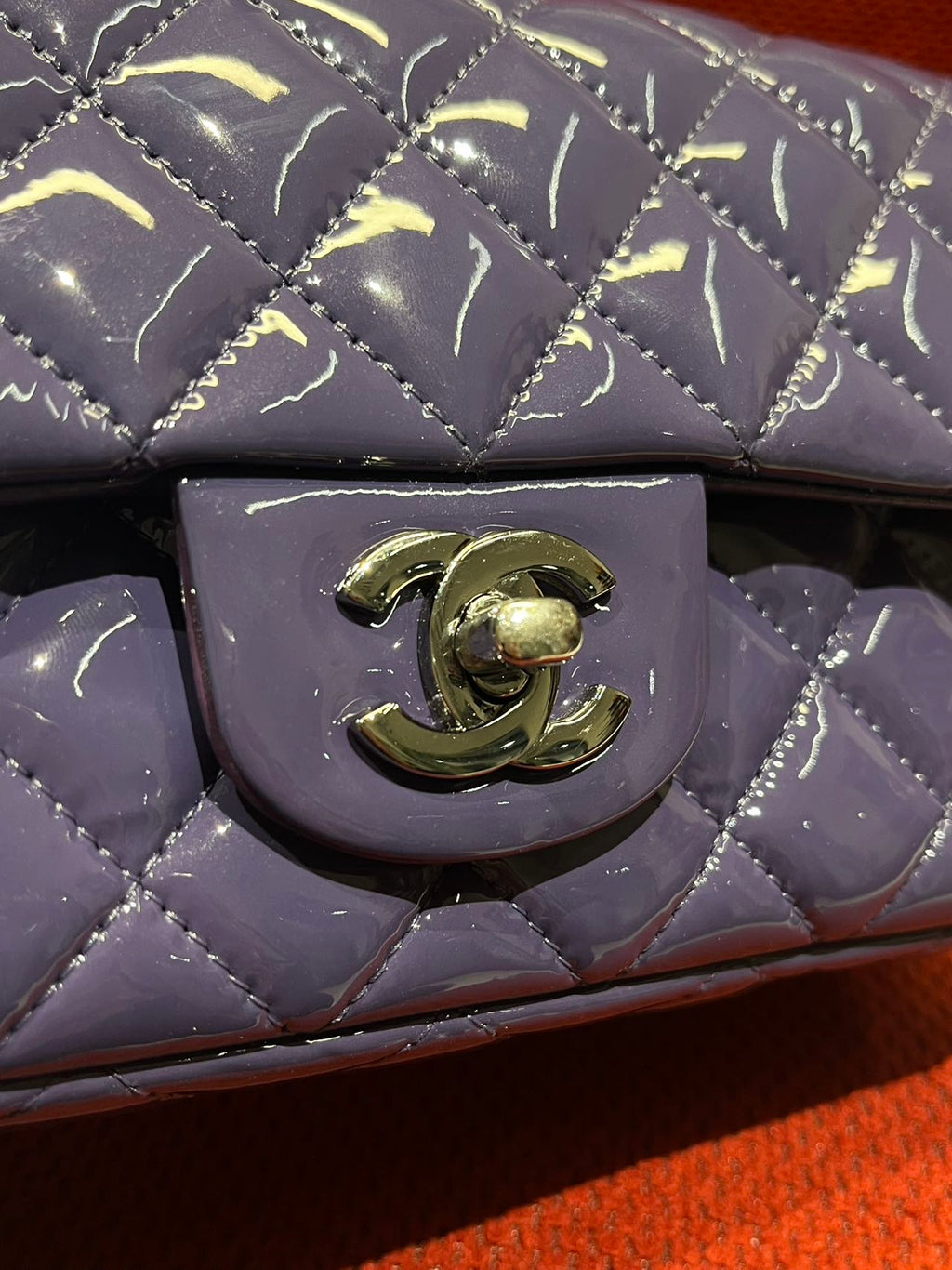 Chanel Timeless Classic flap mini rectangle patent purple